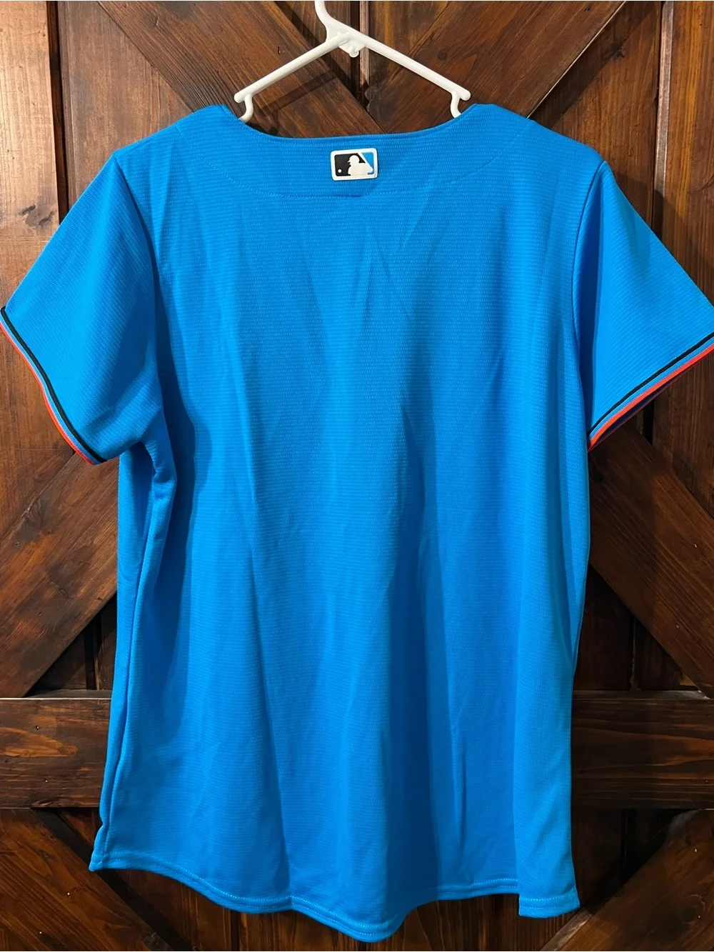 Nike Marlins Bright Blue Baseball Button-Up Jersey